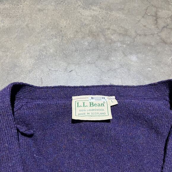 Vintage 80s LL Bean Purple Wool Cardigan - Picture 3 of 3